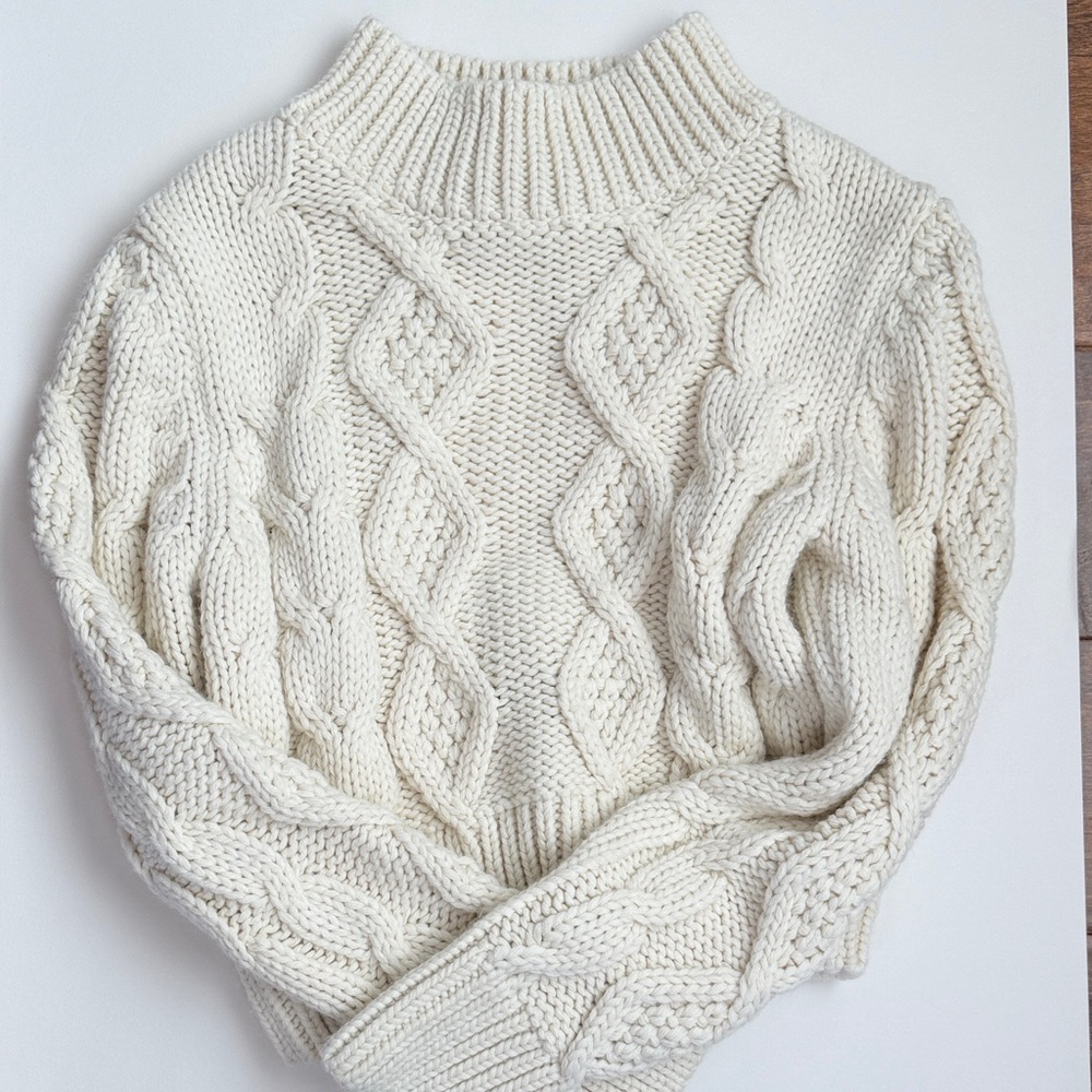 Zara Women's Cable Knit Sweater - Cream